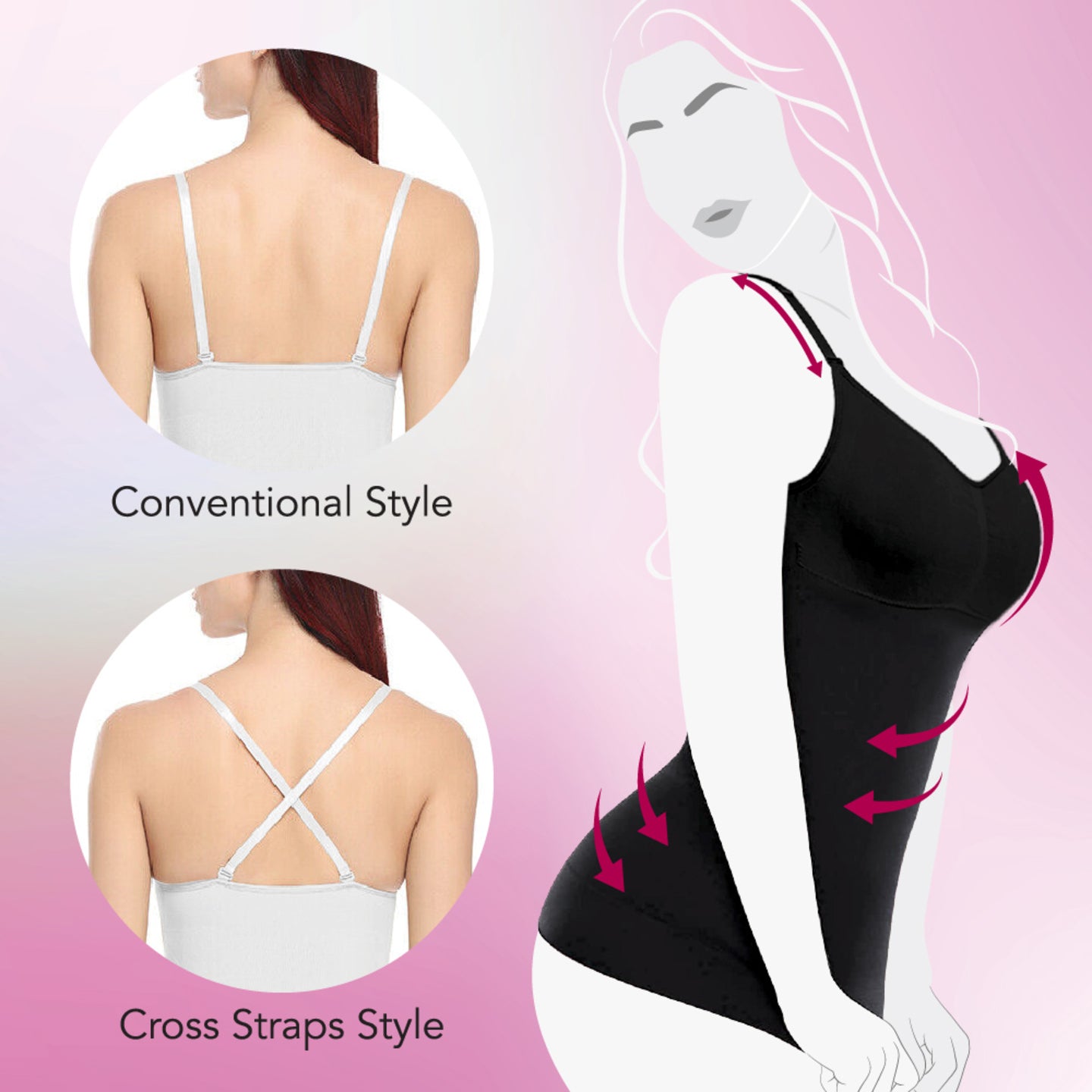 360° Shaping and Toning Camisole Shaper - Women 2-way Padded Bra Body Shaper - Traders@Work